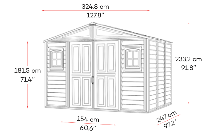 DuraMax Woodbridge II PLUS Vinyl Shed - 3.2 m x 2.4 m Kitset