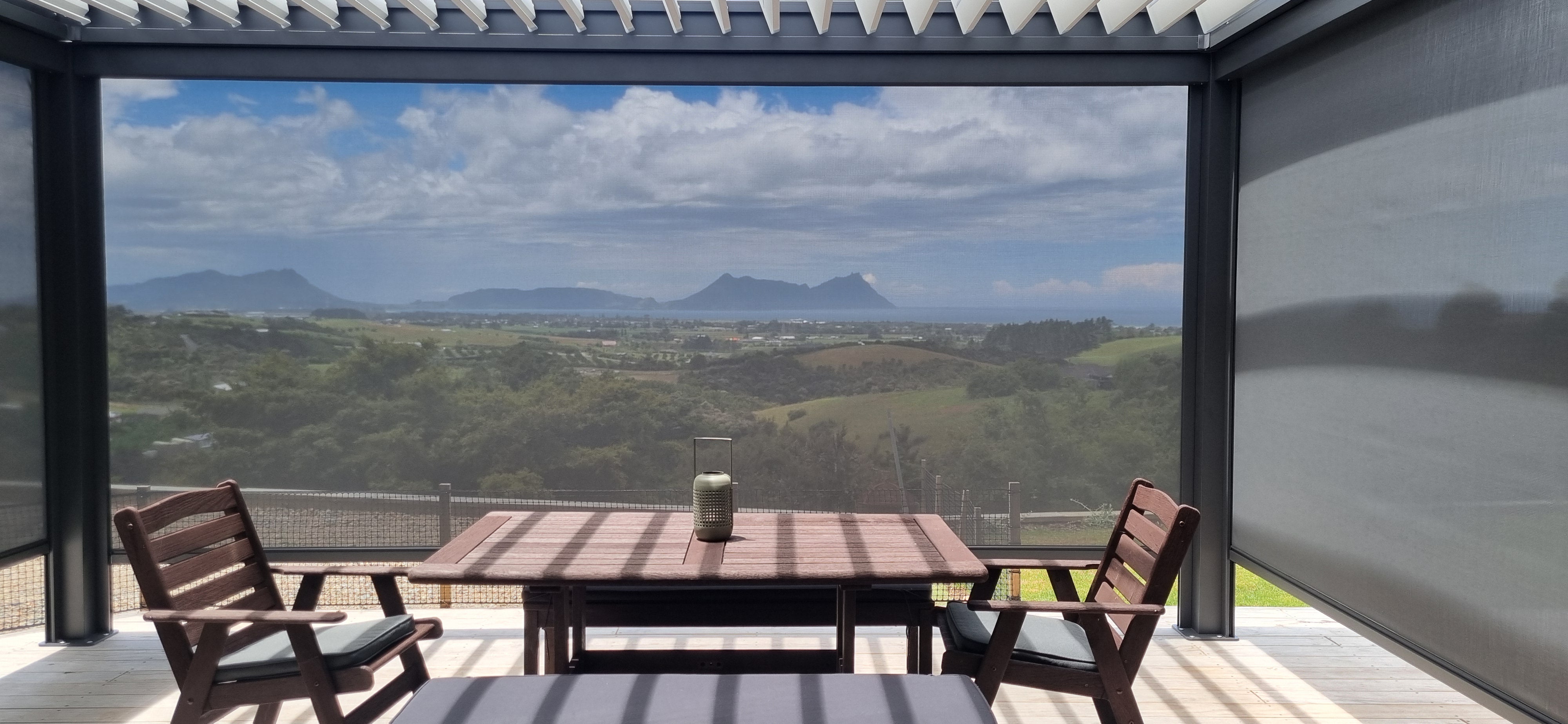 TLP Elite Motorised Outdoor Track Blinds with pelmet - 6m side