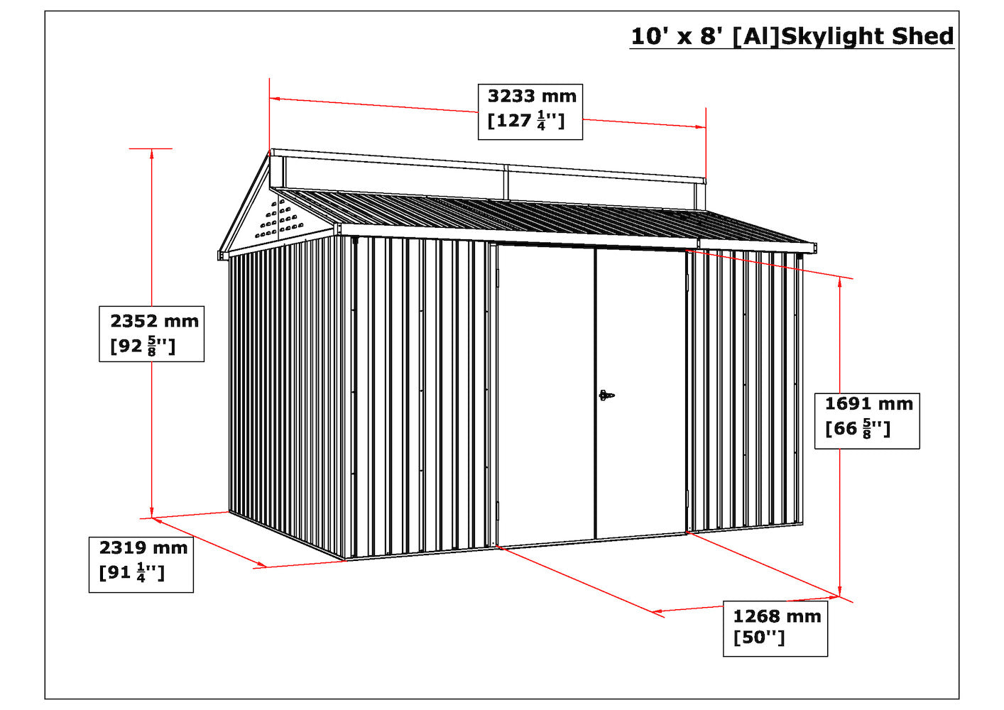 DuraMax AluShed Skylight Shed - 3.1m x 2.3m x 2.3m Kitset