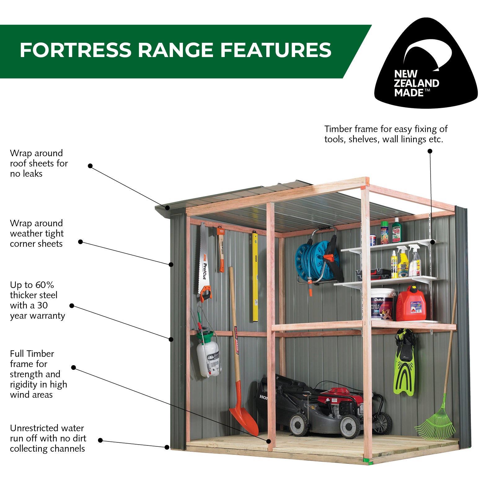Fortress WS400 Wood Shed - 1.9m x 1.3m (Coloured Finish)