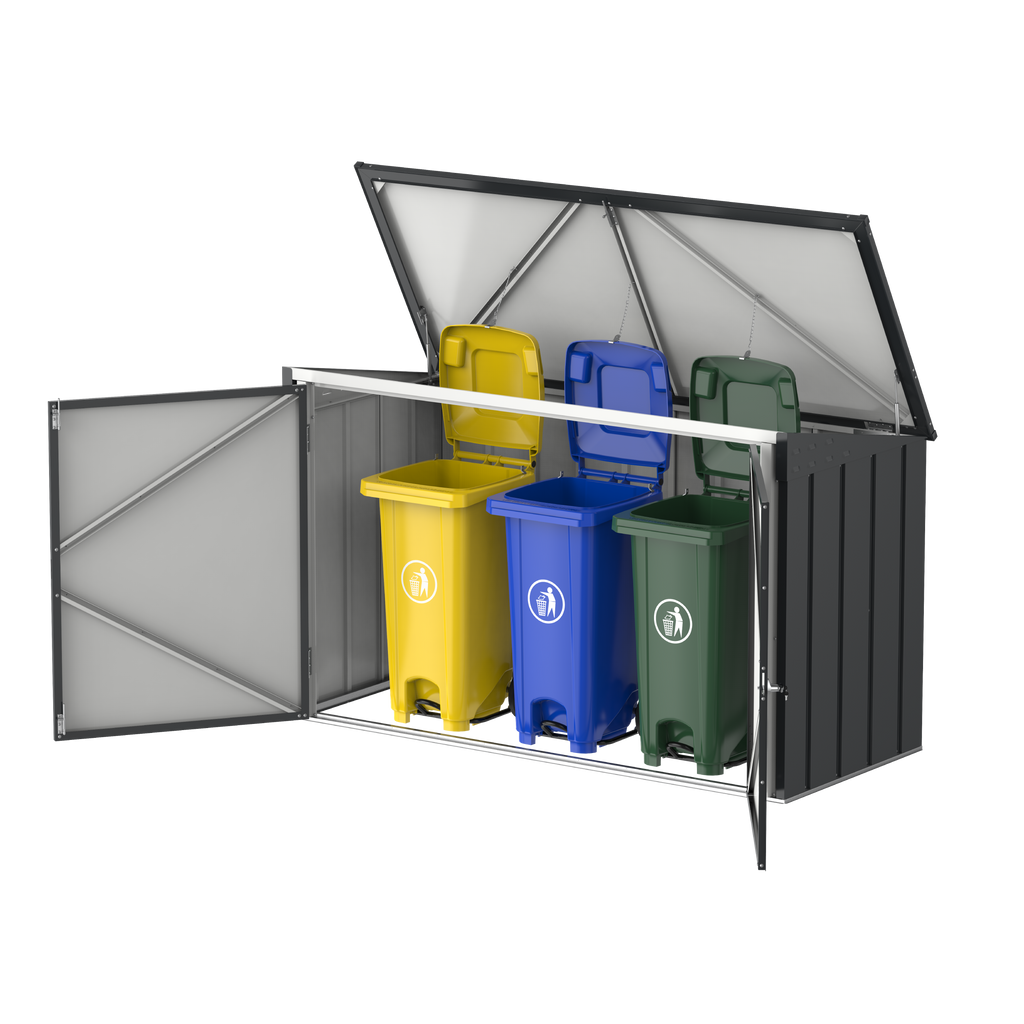Duramax Galvanised Steel Triple Wheelie Bin Store Anthracite Grey