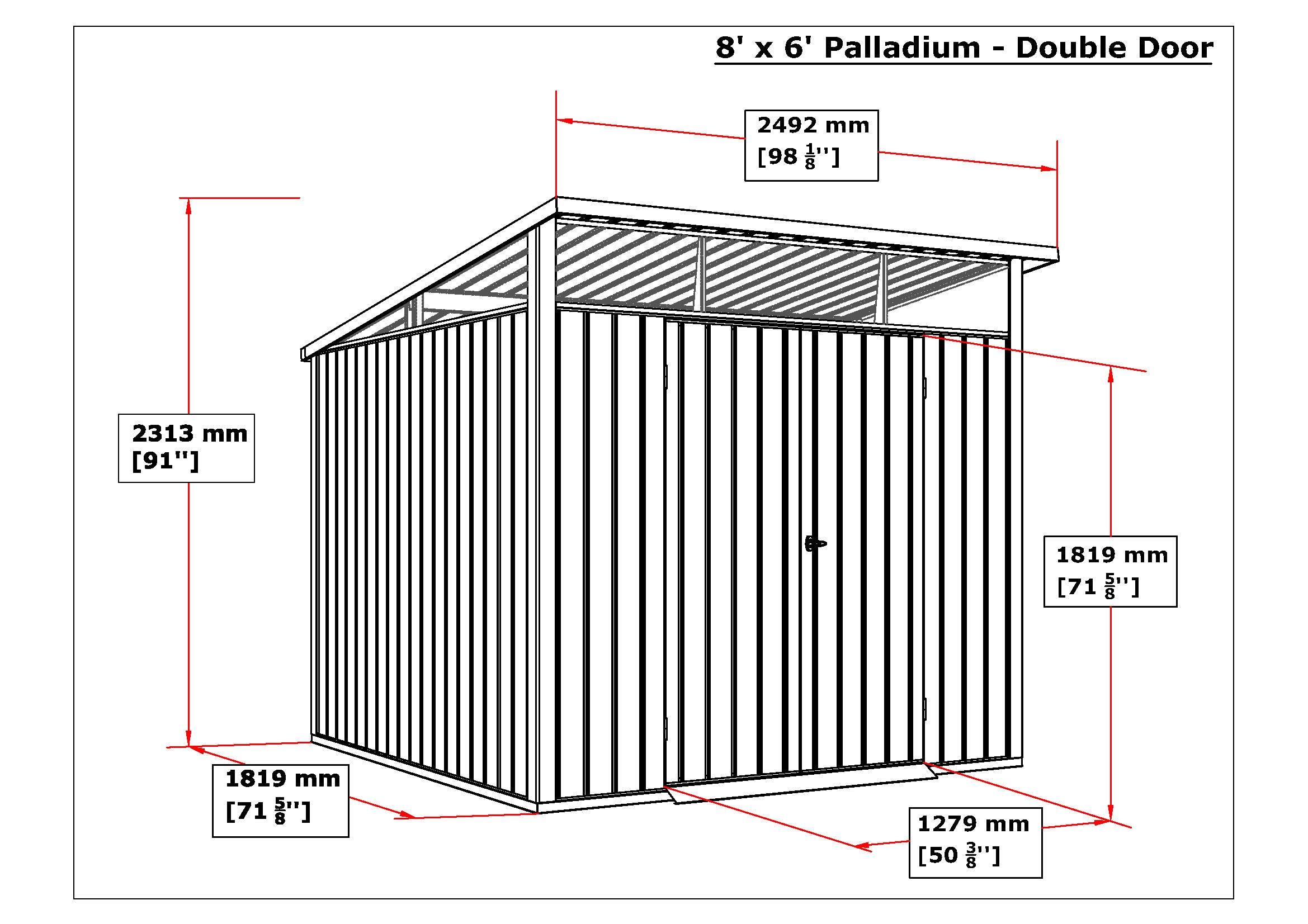 DuraMax Palladium Steel Shed - 2.45m x 1.8m x 1.88m Kitset