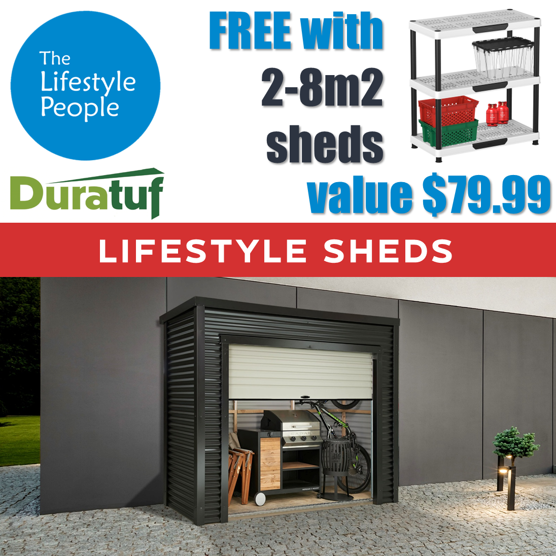 Duratuf Lifestyle FENDALTON Shed - 3.1m x 1.0m (Colour Finish)
