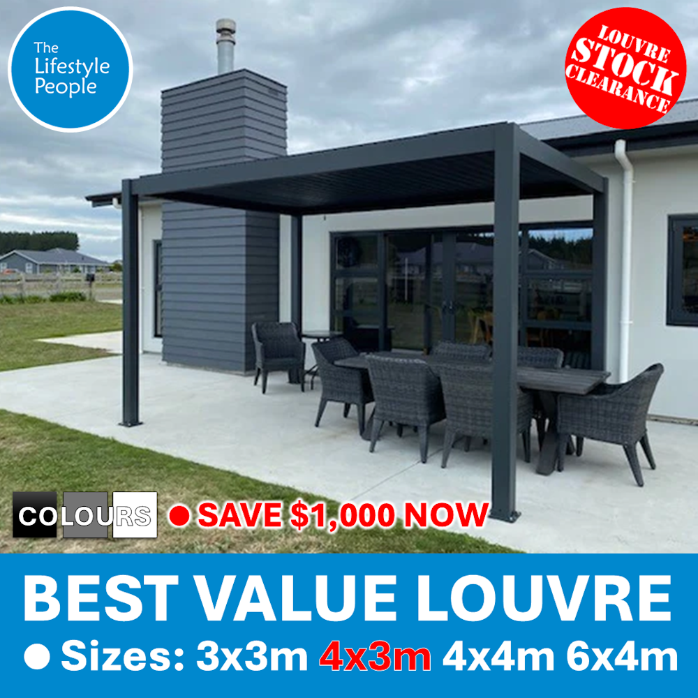 TLP Best Value 4mx3mx2.5m Louvre Pergola - Free Standing - Manual