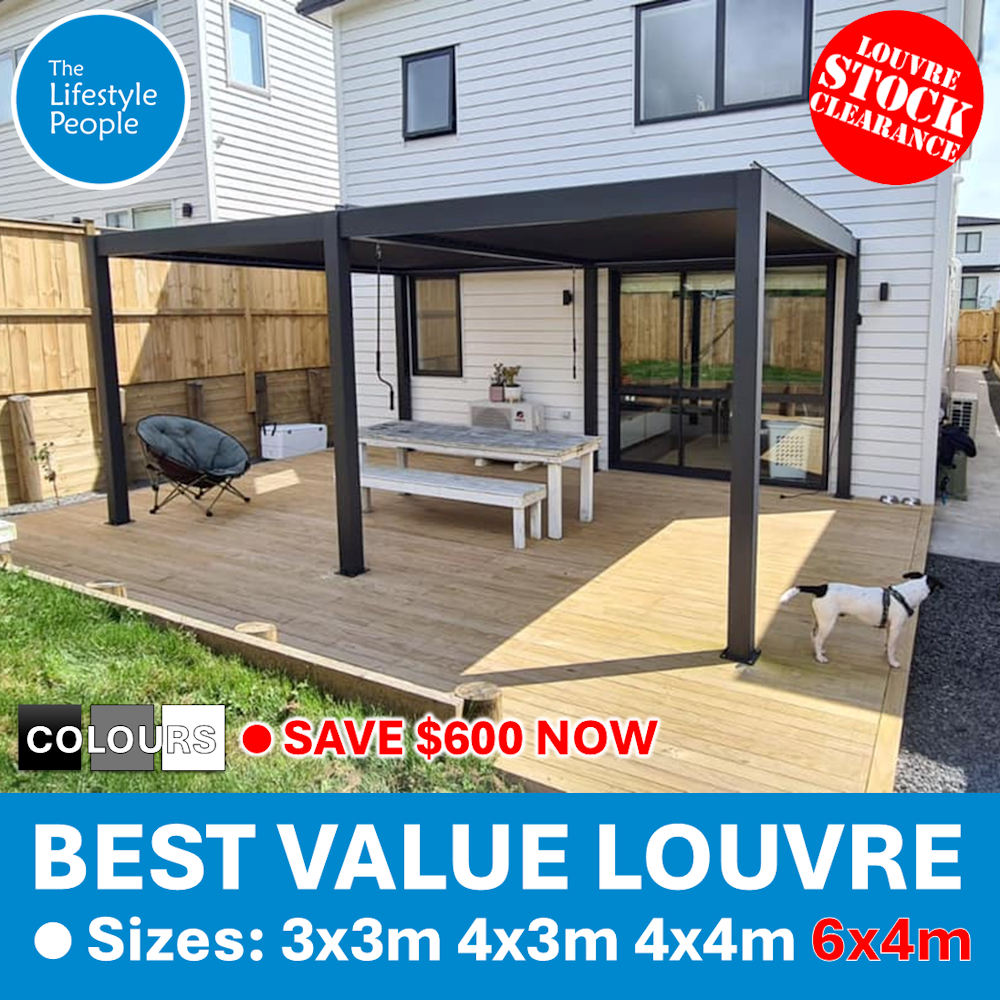 TLP Best Value 6mx4mx2.5m Louvre Pergola - Free Standing - Manual