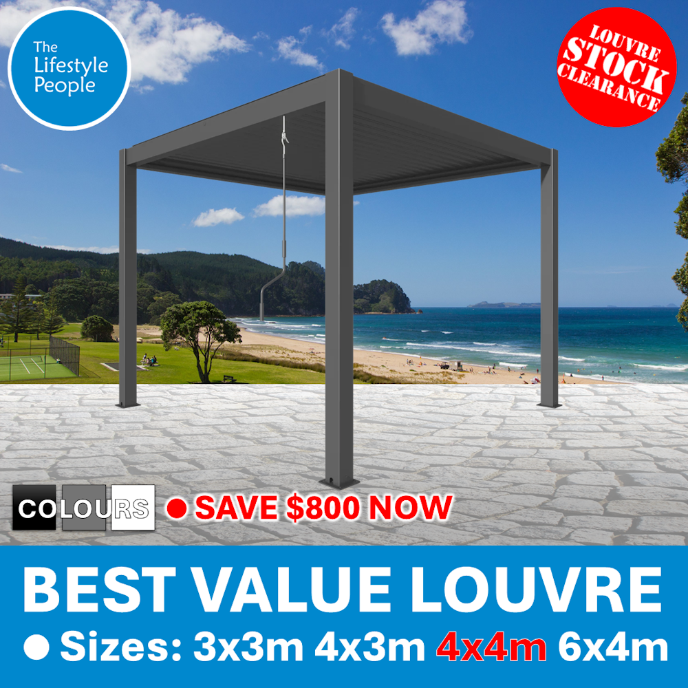 TLP Best Value 4mx4mx2.5m Louvre Pergola - Free Standing - Manual