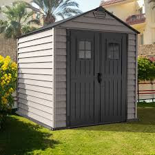 Duramax StoreMax Plus Vinyl Resin Shed - Adobe / Dark Grey - 2.16m (L) x 2.16m (W) x 2.31m (H) - Available Now !