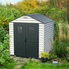 Duramax StoreMax Plus Vinyl Resin Shed - Adobe / Dark Grey - 2.16m (L) x 2.16m (W) x 2.31m (H) - Available Now !