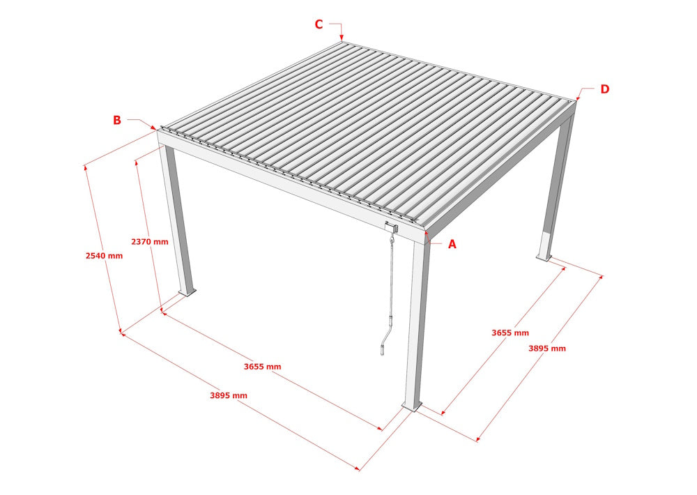 TLP Ultra 4mx4mx2.5m Louvre Pergola LED - Manual - Free Standing
