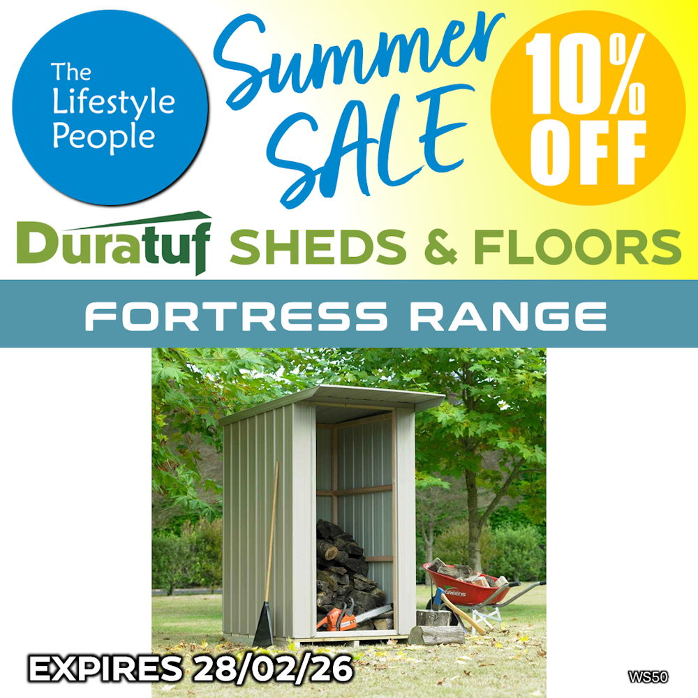 Duratuf Fortress WS50 Wood Shed - 1.1m x 1.3m (Colour option)