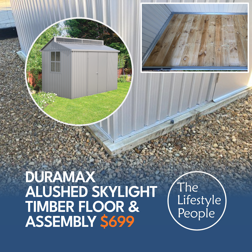 DuraMax AluShed Skylight TIMBER FLOOR & ASSEMBLY