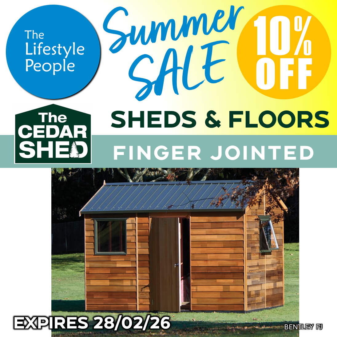 Bentley Cedar Shed (Finger Jointed) 3.6m x 2.5m
