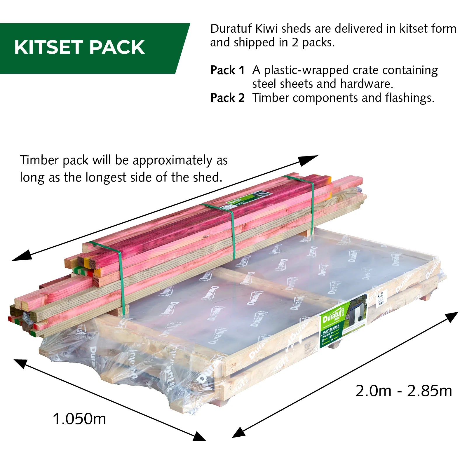 Duratuf Kiwi Shed KS3409-DS - 3.4m x 0.9m (Zinc)