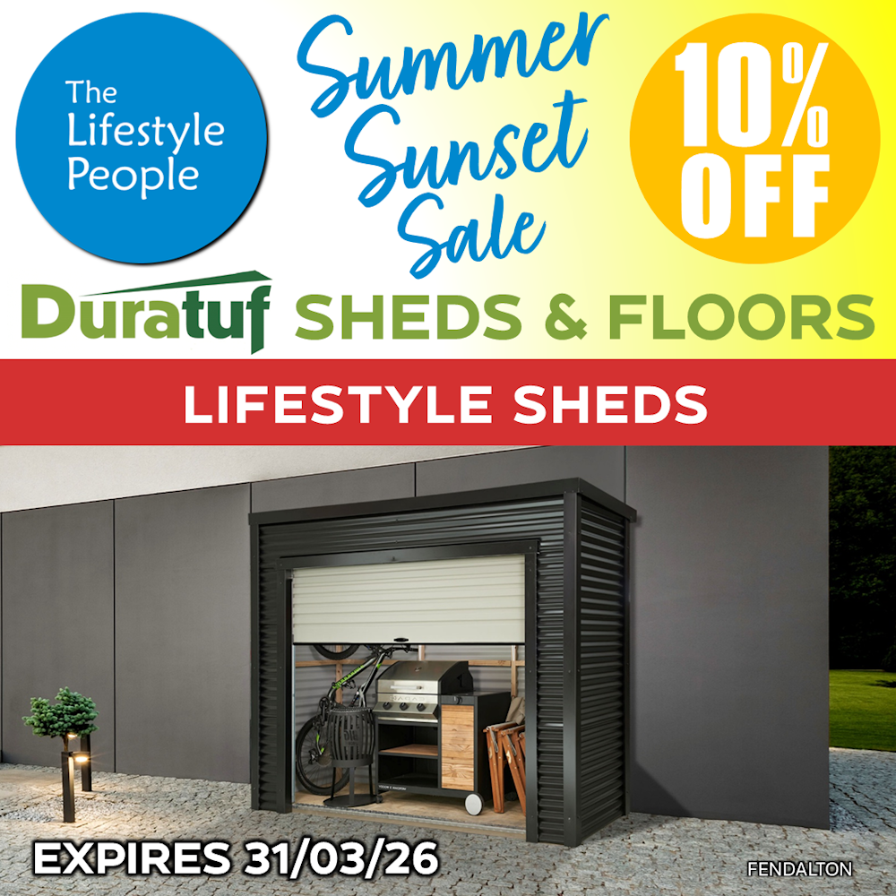 Duratuf Lifestyle FENDALTON shed 3.1m x 1.0m (Colour finish)
