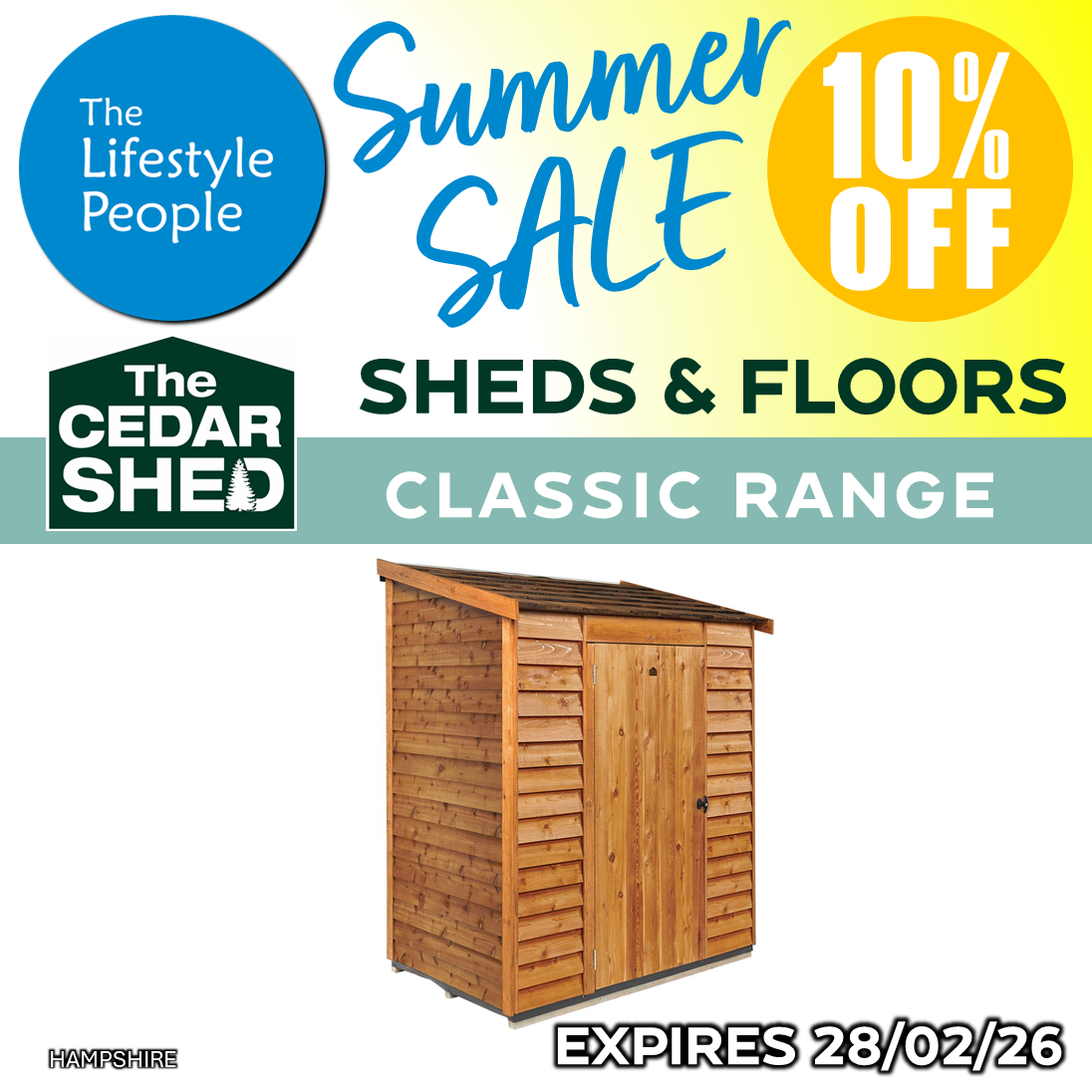 Hampshire Cedar Shed (Classic) 1.8m x 1.2m