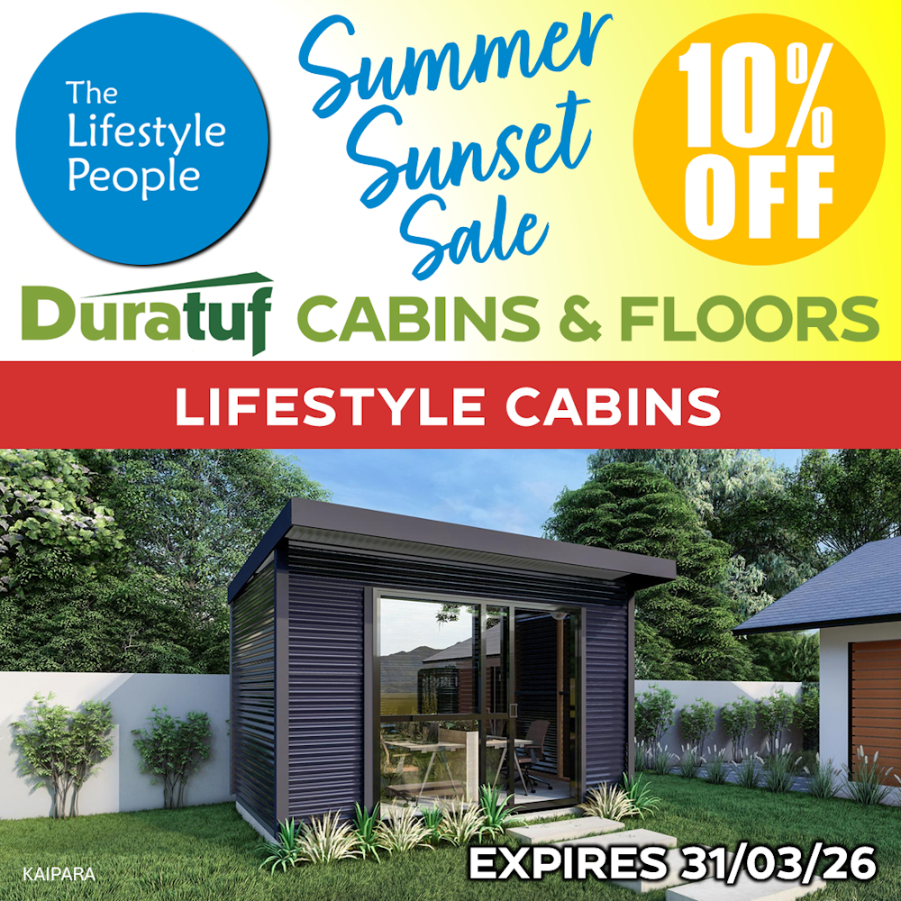 Duratuf Lifestyle KAIPARA CABIN w. Ranch Slider & Floor - 4.0m x 2.5m (Colour Finish)