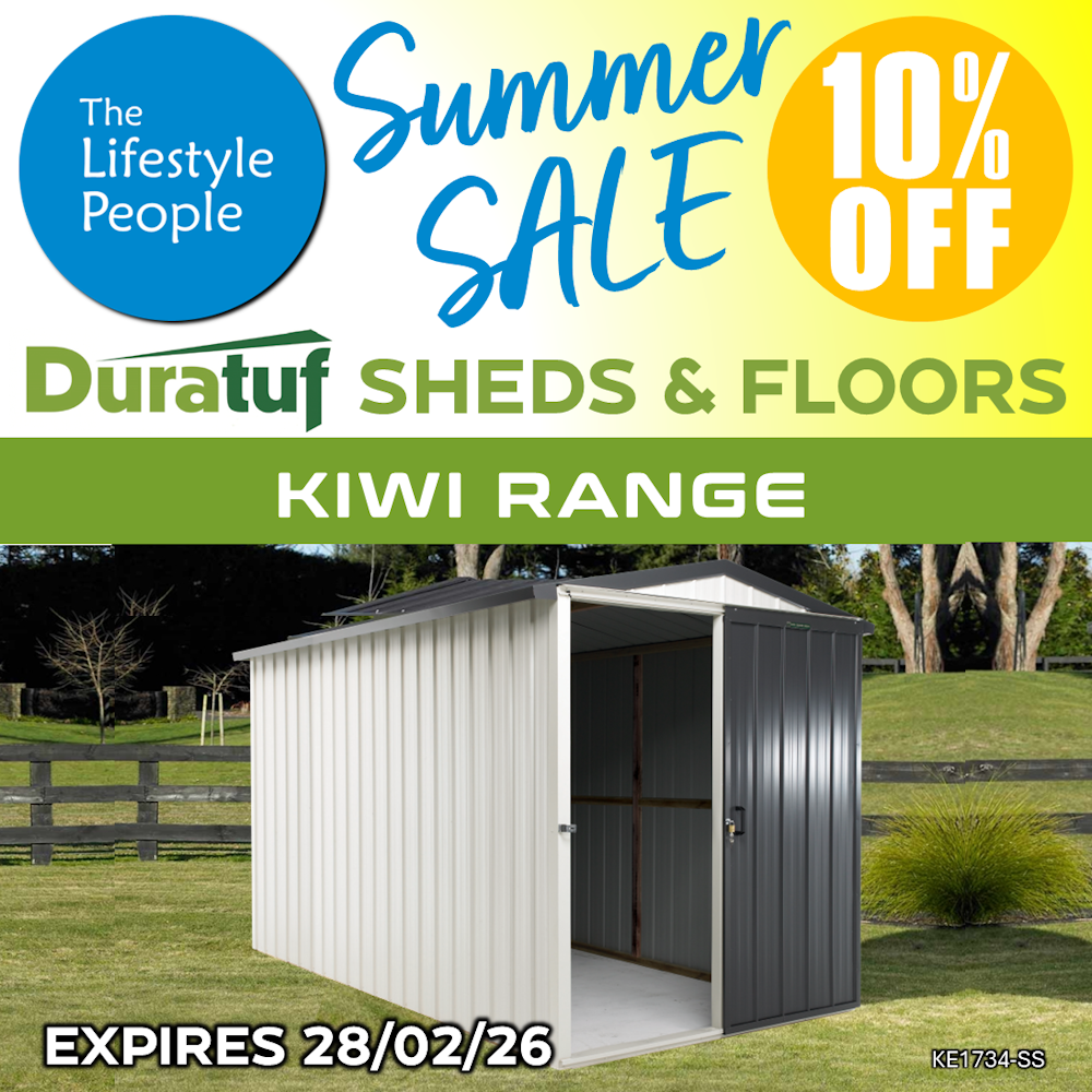 Duratuf Kiwi Shed KE1734-SS - 1.7m x 3.4m (Colour Finish)