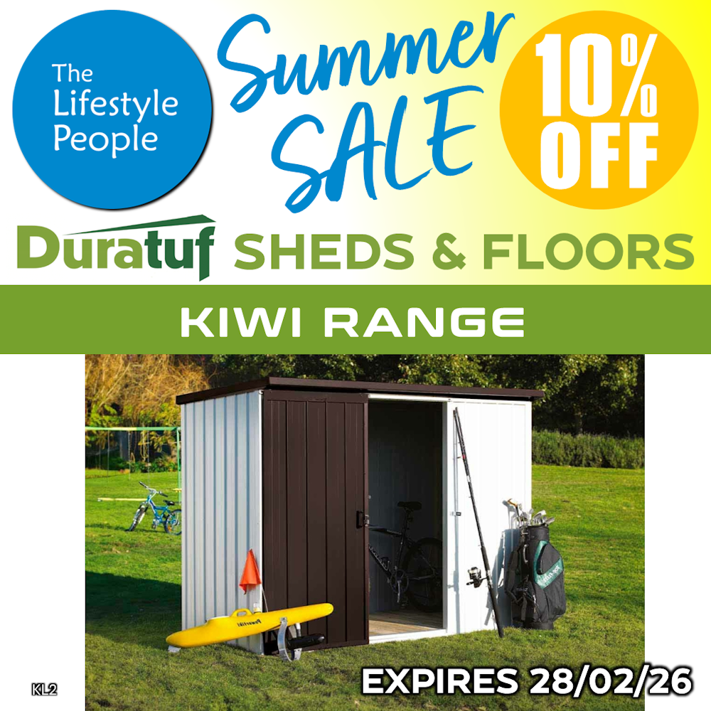 Duratuf Kiwi Shed KL2 - 2.5m x 1.2m (Colour Finish)