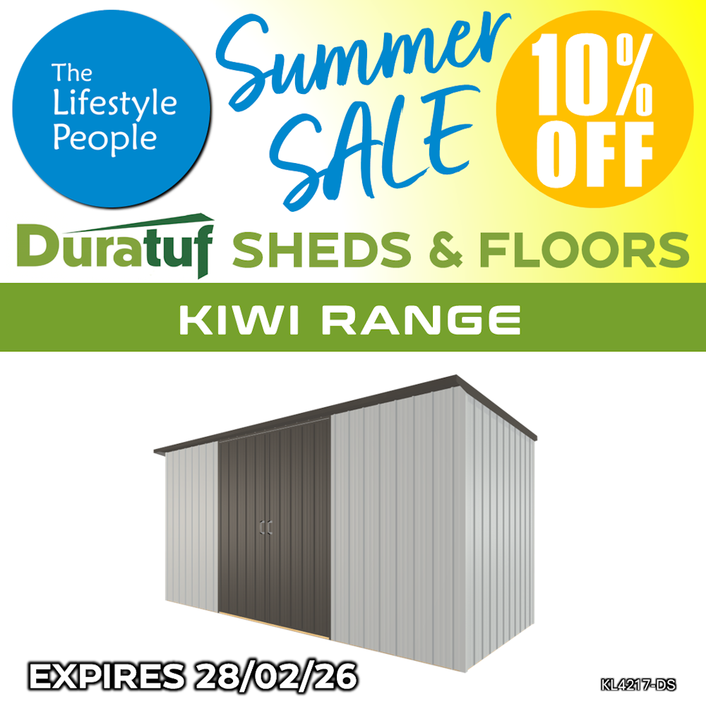 Duratuf Kiwi Shed KL4217-DS - 4.2m x 1.7m (Colour Finish)