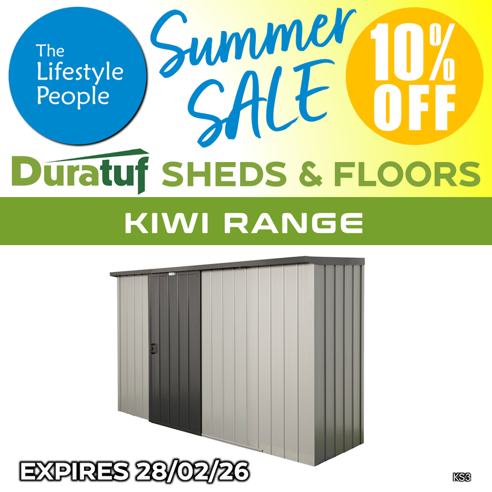 Duratuf Kiwi Shed KS3 - 3.4m x 0.9m (Colour Finish)