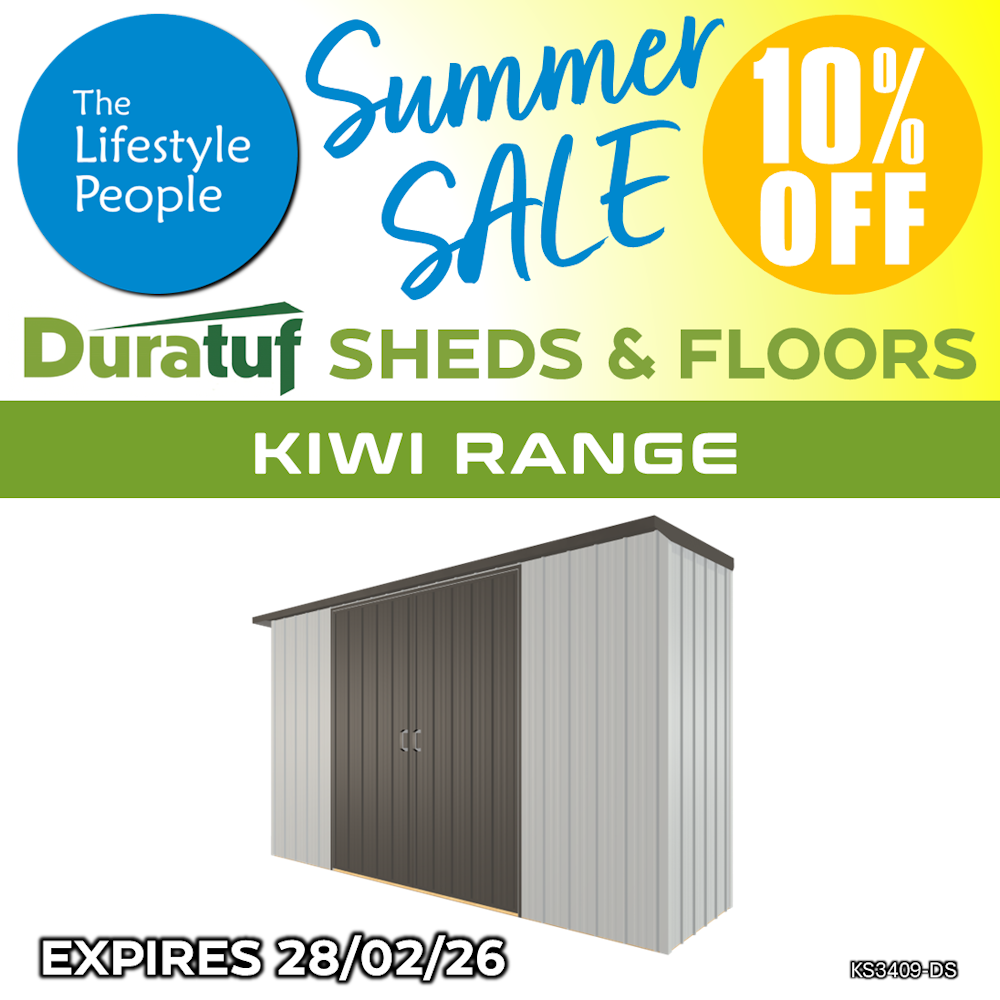 Duratuf Kiwi Shed KS3409-DS - 3.4m x 0.9m (Coloured Finish)