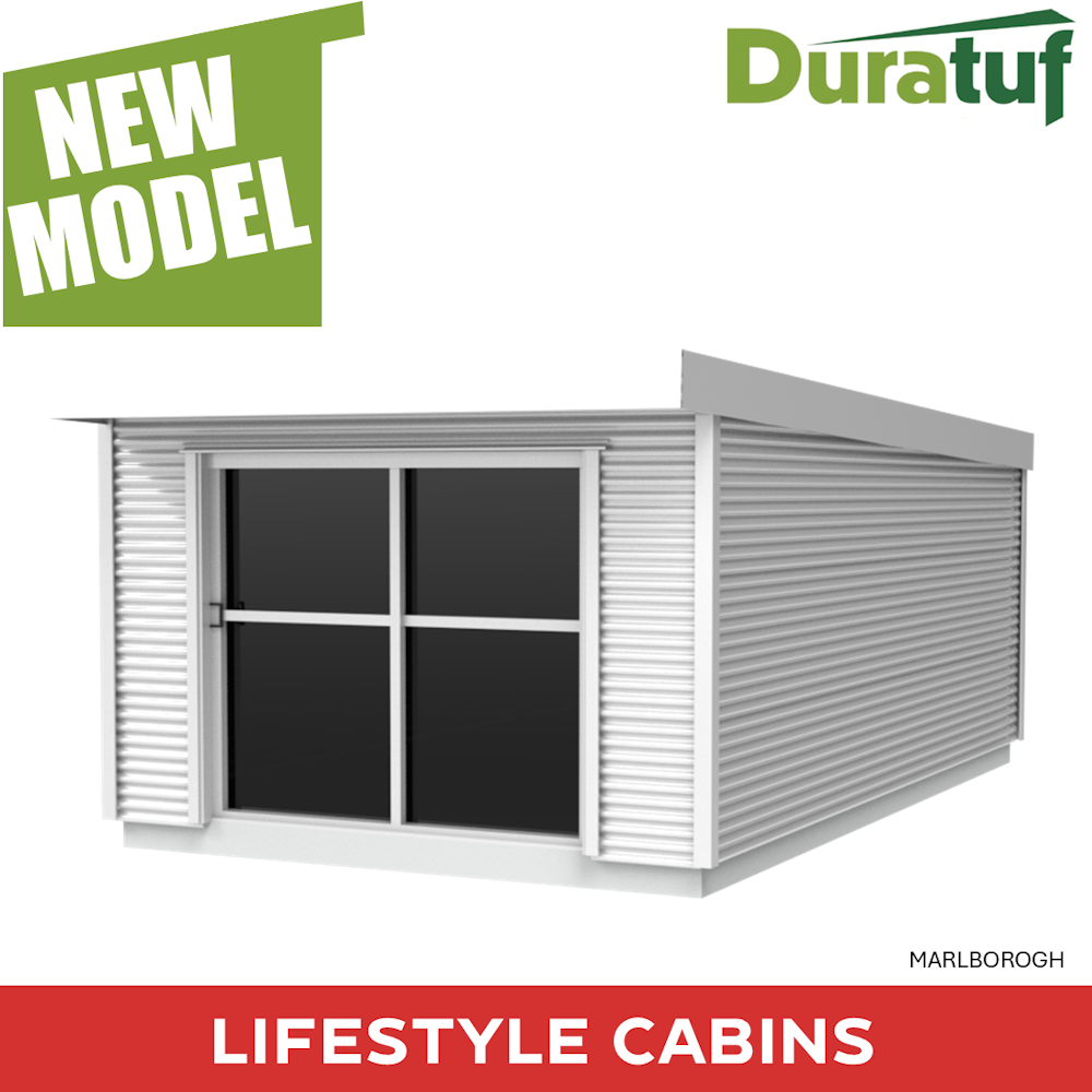 Duratuf Lifestyle MARLBOROUGH CABIN w. Ranch Slider & Floor - 3.1m x 3.1m (Colour Finish)
