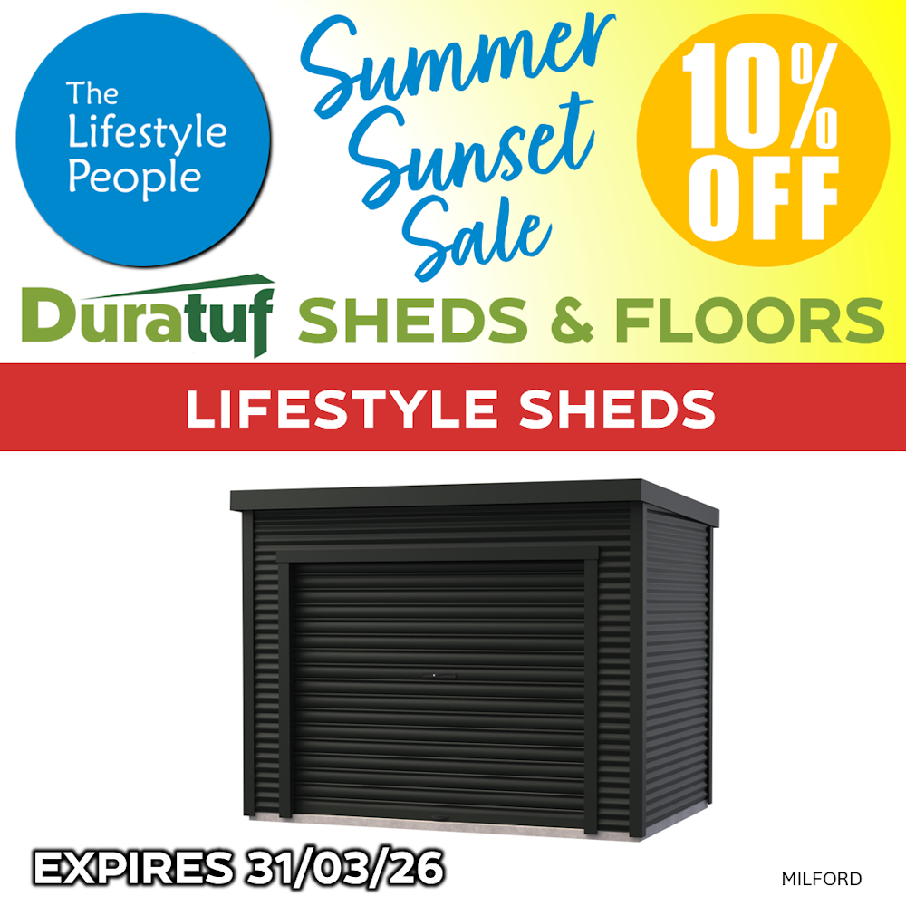 Duratuf Lifestyle MILFORD Shed - 3.1m x 2.0m (Colour finish)