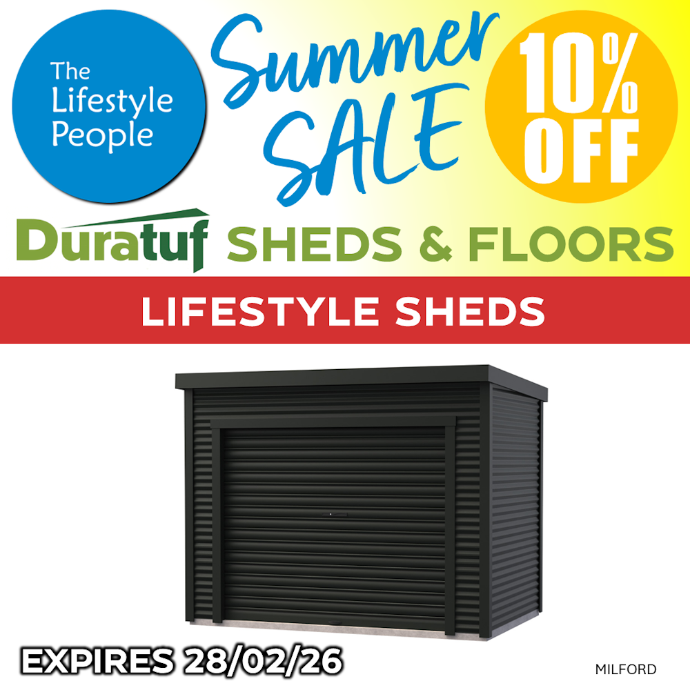 Duratuf Lifestyle MILFORD Shed - 3.1m x 2.0m (Colour finish)