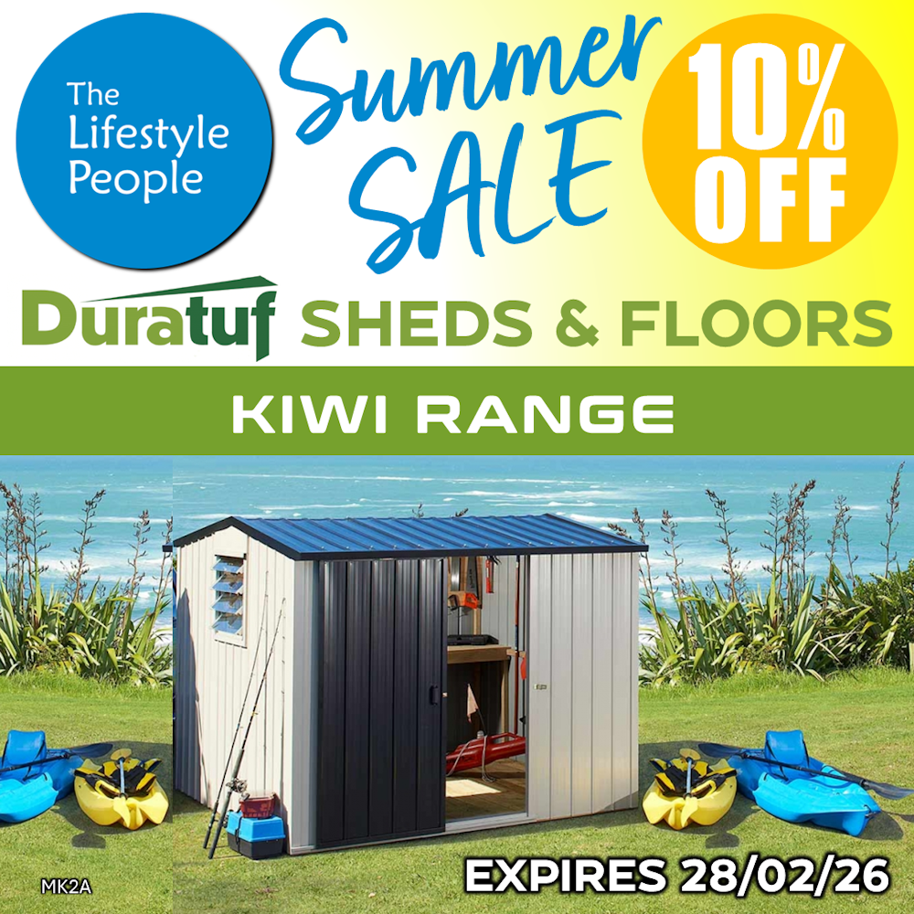 Duratuf Kiwi Shed MK2A - 2.5m x 2.5m (Colour Finish)