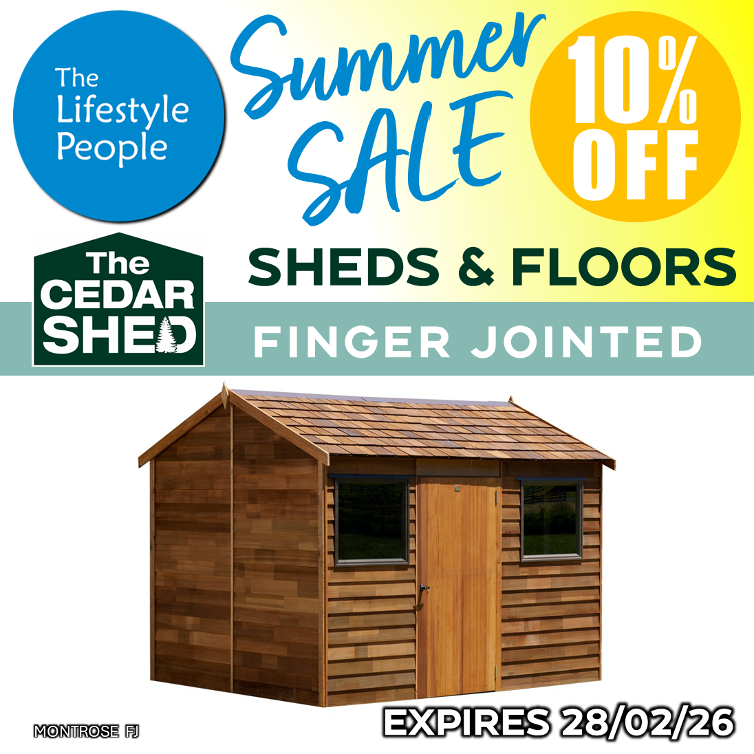 Montrose Cedar Shed (Finger Jointed) 3.0m x 2.5m