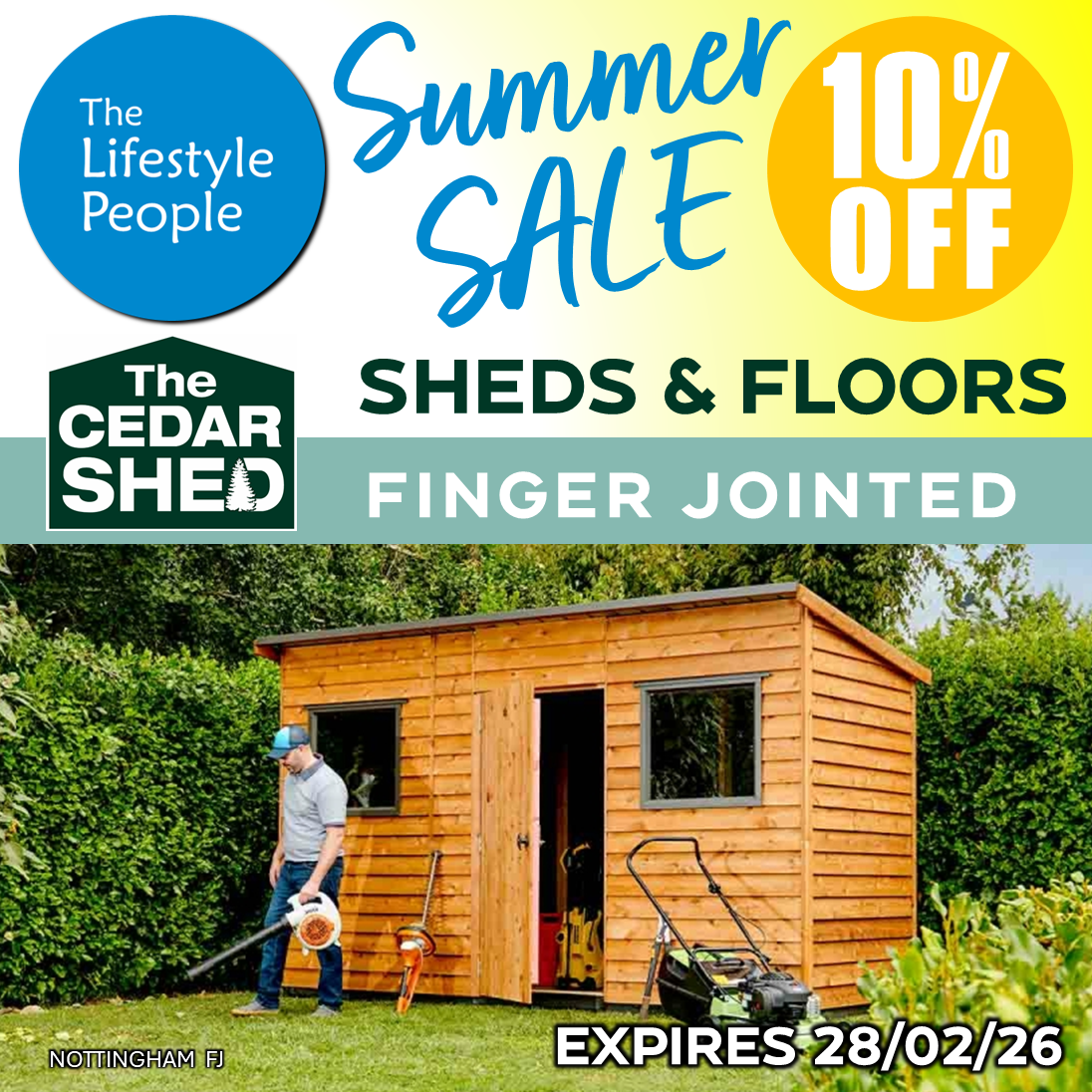 Nottingham Cedar Shed (Finger Jointed) 3.6m x 1.5m