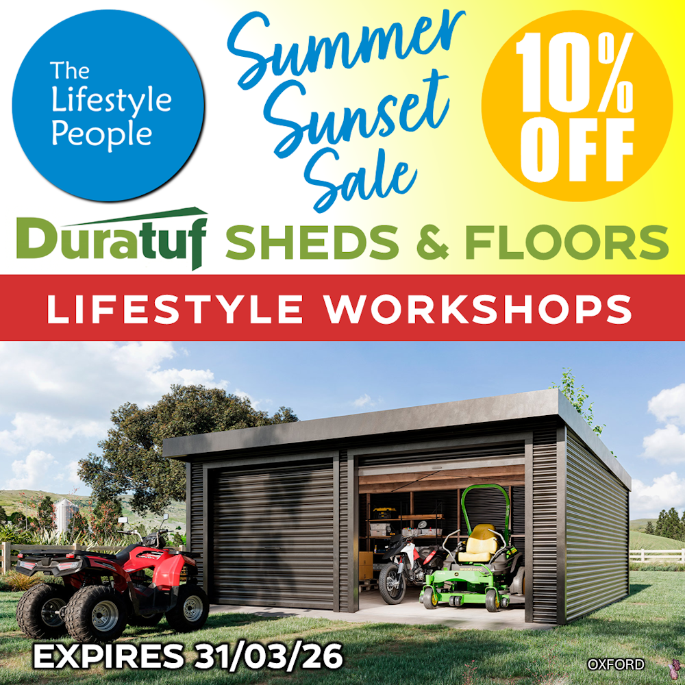 Duratuf Lifestyle OXFORD Workshop DOUBLE ROLLER - 6.0m x 4.8m (Colour Finish)