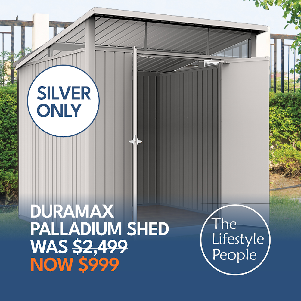 DuraMax Palladium Steel Shed - 2.4m x 1.8m Kitset SILVER