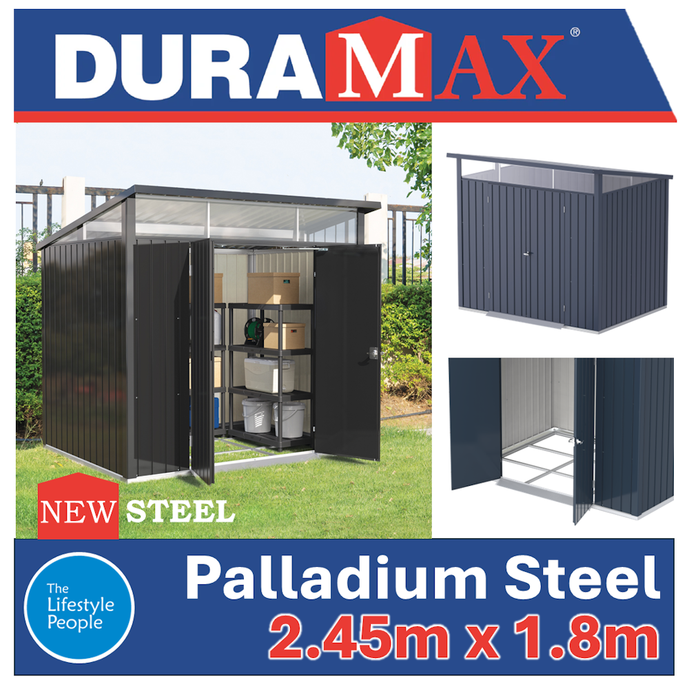 DuraMax Palladium Steel Shed - 2.45m x 1.8m x 1.88m Kitset