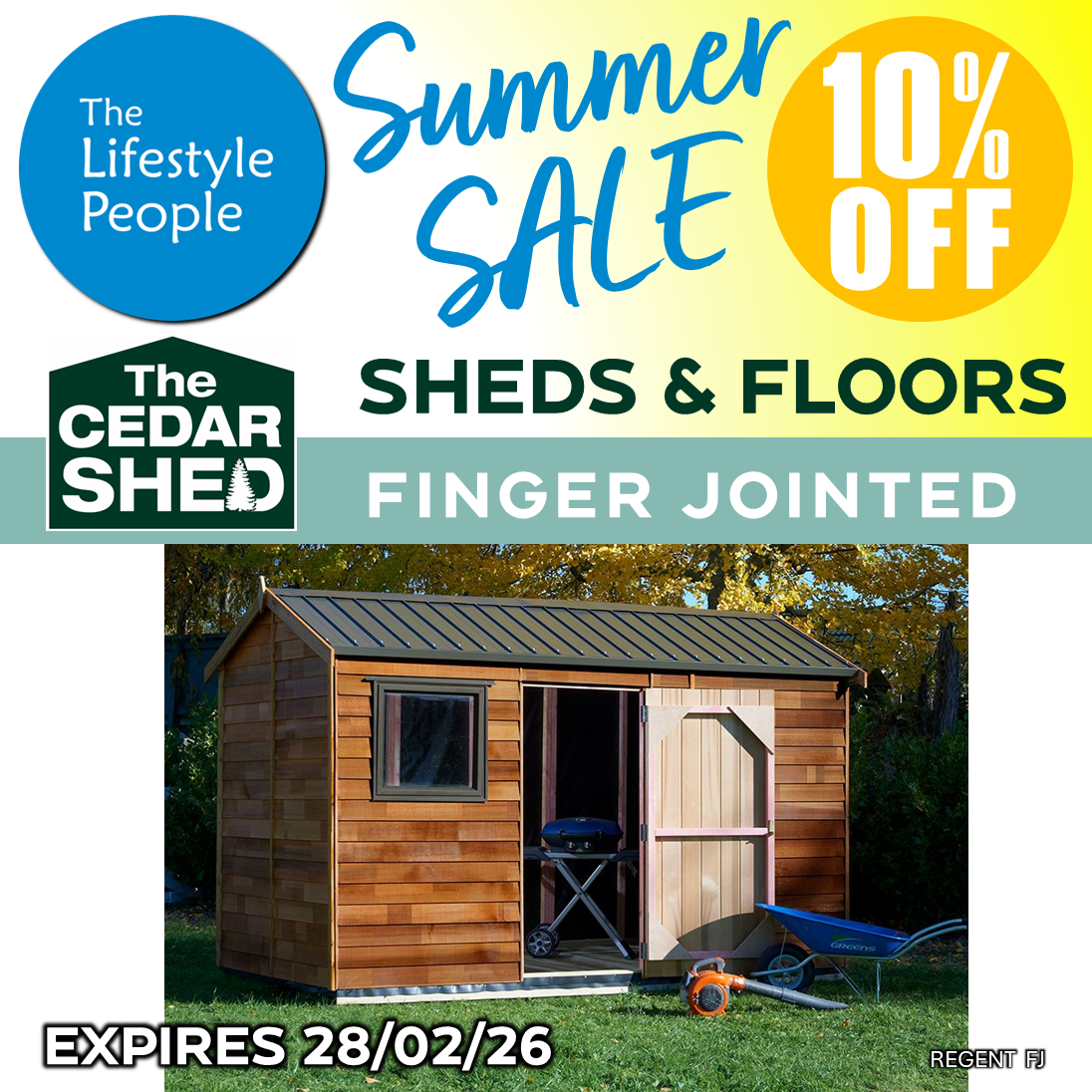 Regent Cedar Shed (Finger Jointed) 3.6m x 1.9m