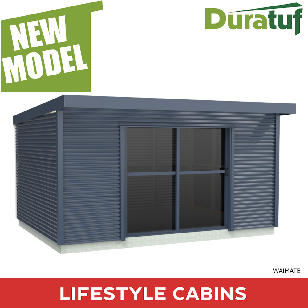 Duratuf Lifestyle WAIMATE CABIN w. Ranch Slider & Floor - 5.0m x 2.0m (Colour Finish)