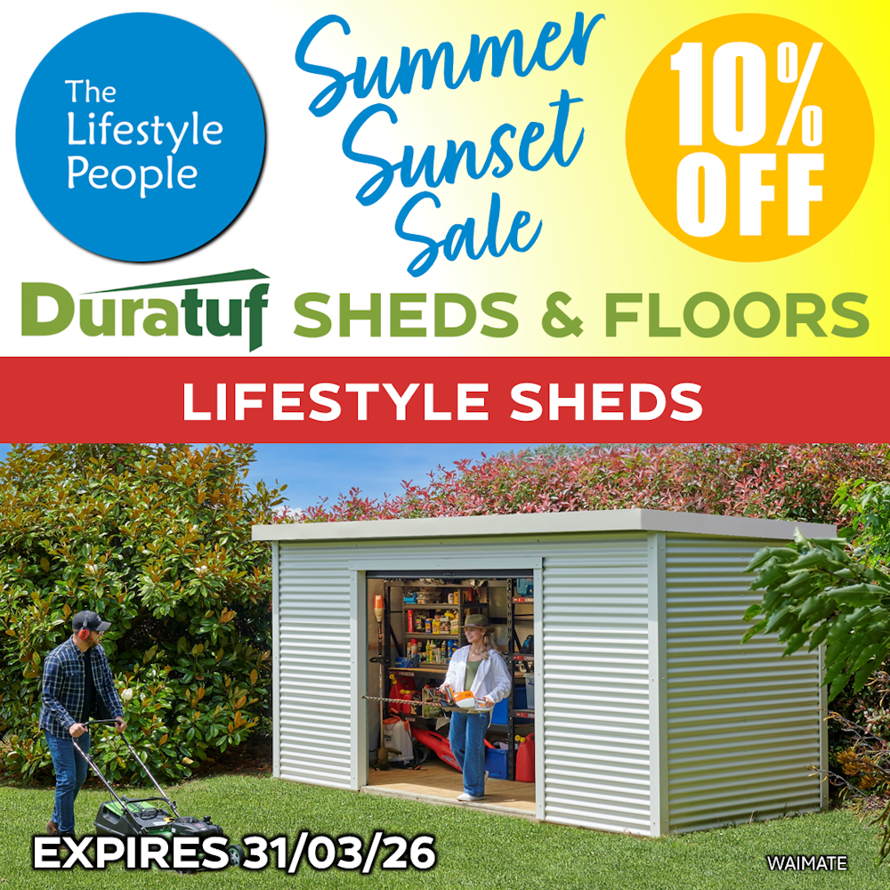 Duratuf Lifestyle WAIMATE Shed - 5.0m x 2.0m (Colour finish)