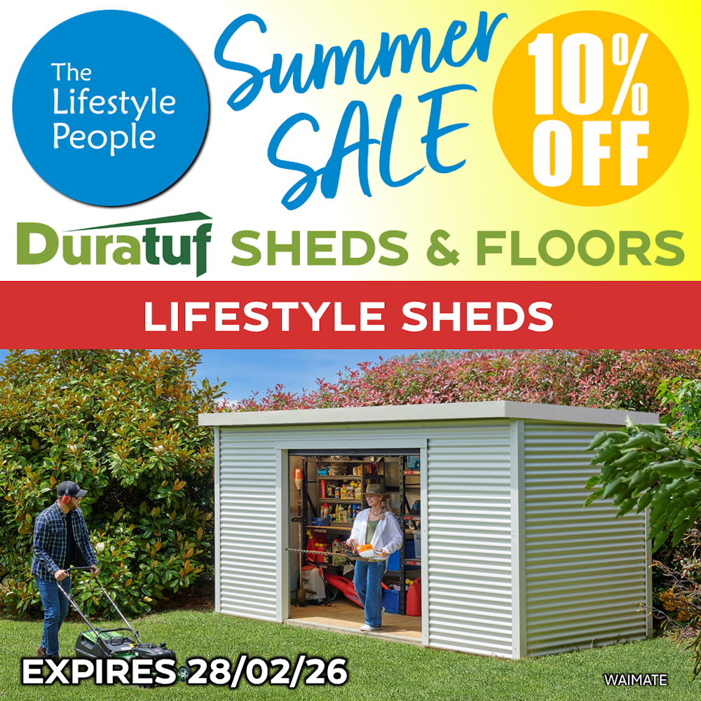 Duratuf Lifestyle WAIMATE Shed - 5.0m x 2.0m (Colour finish)