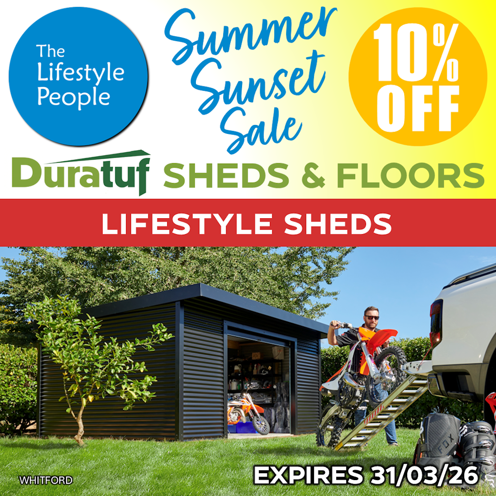 Duratuf Lifestyle WHITFORD Shed 4.8m x 3.6m (Colour Finish)