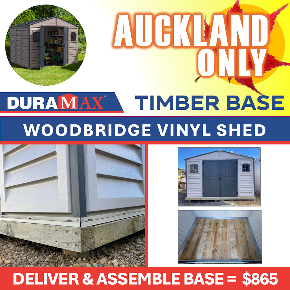 DuraMax Woodbridge Vinyl Shed - DELIVER & ASSEMBLE BASE
