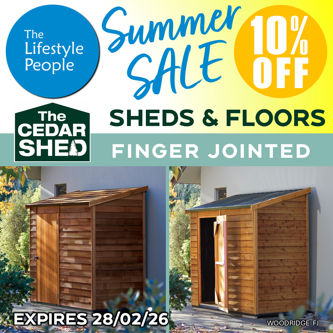 Woodridge Cedar Shed (Finger Jointed) 2.4m x 1.19m