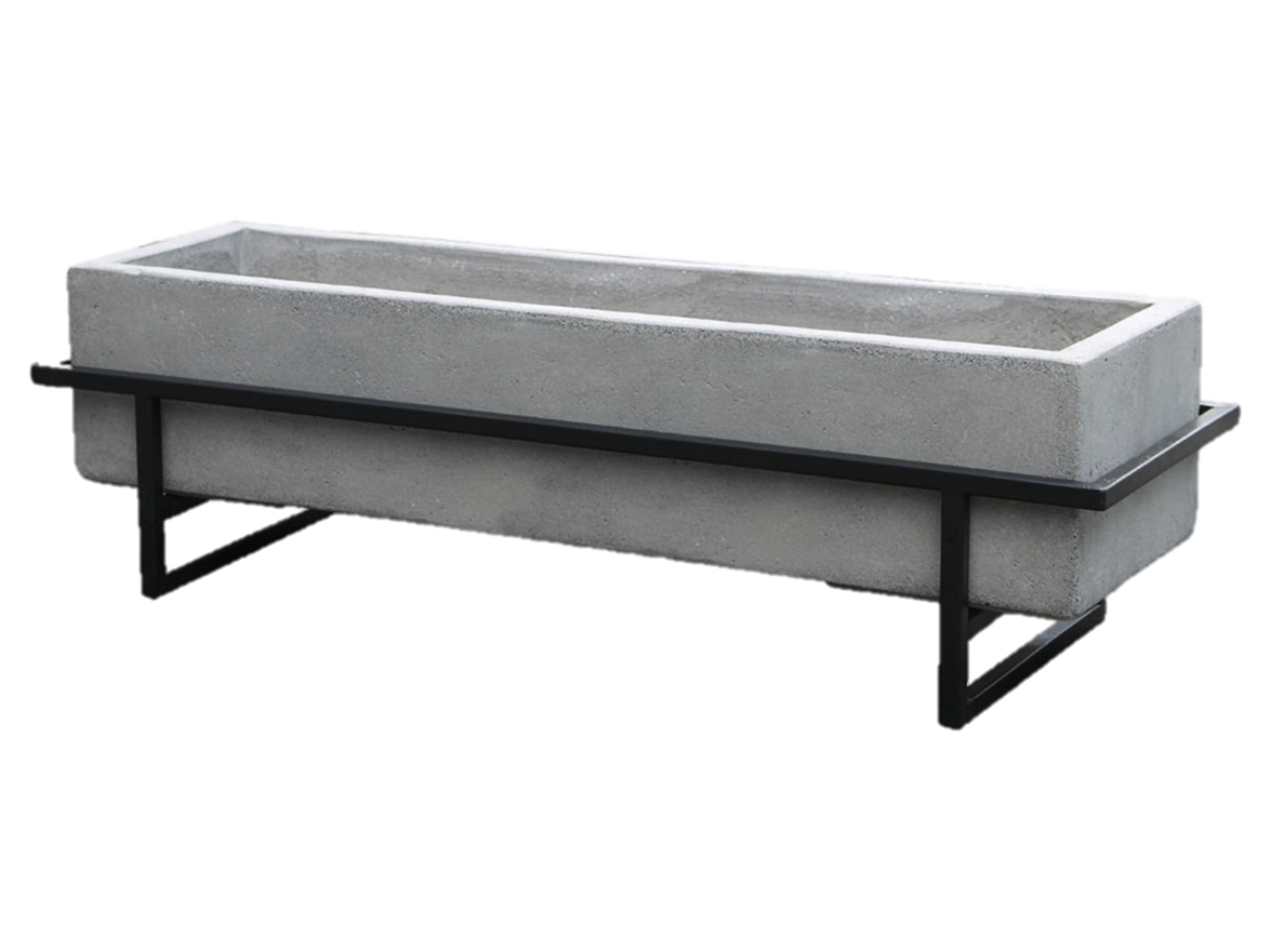 Small Light Cement Balcony on Metal Stand - 58cm x 26cm x 24cm