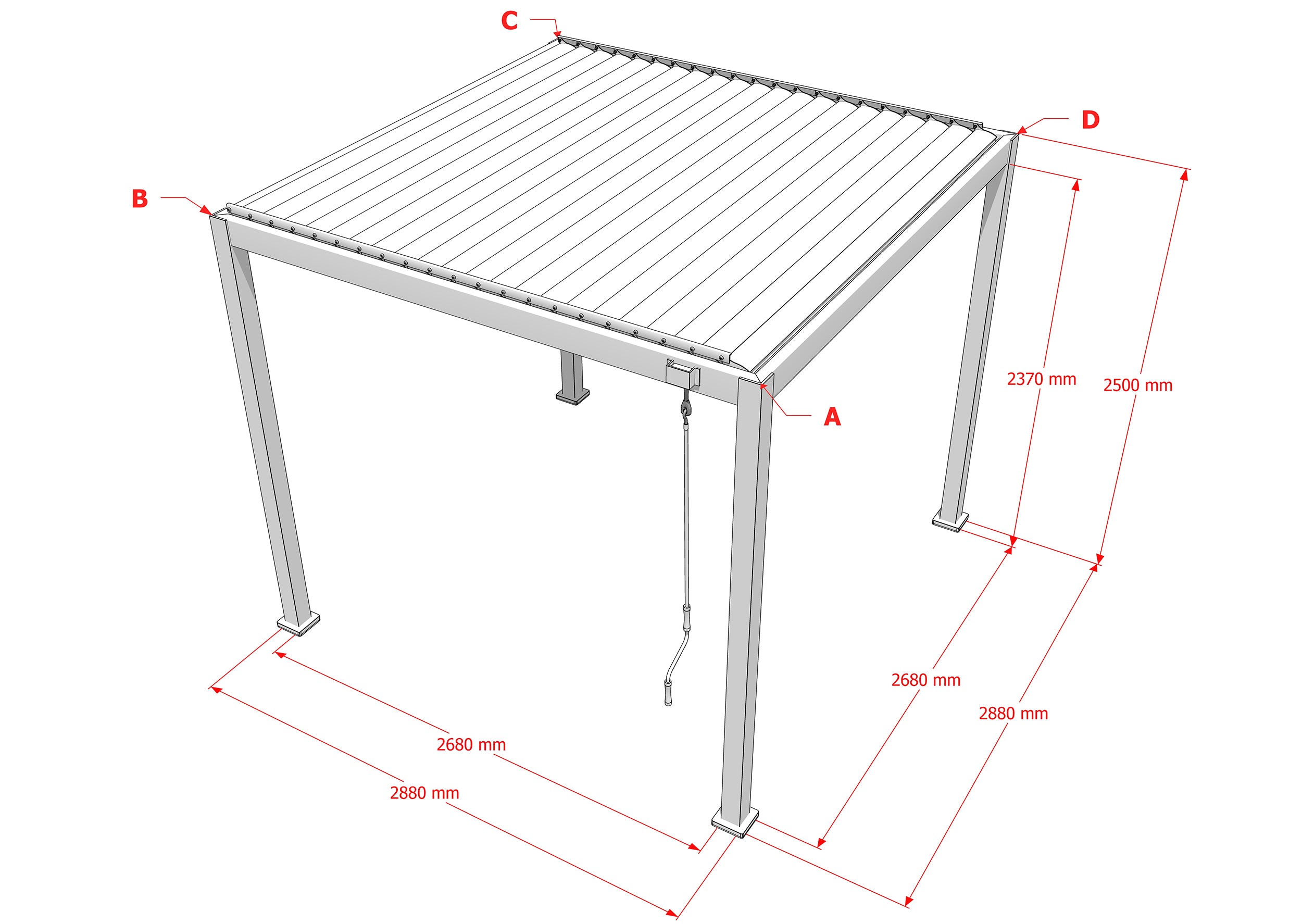 TLP Stellar Louvre Pergola - 3mx3mx2.5m - White RAL 9016
