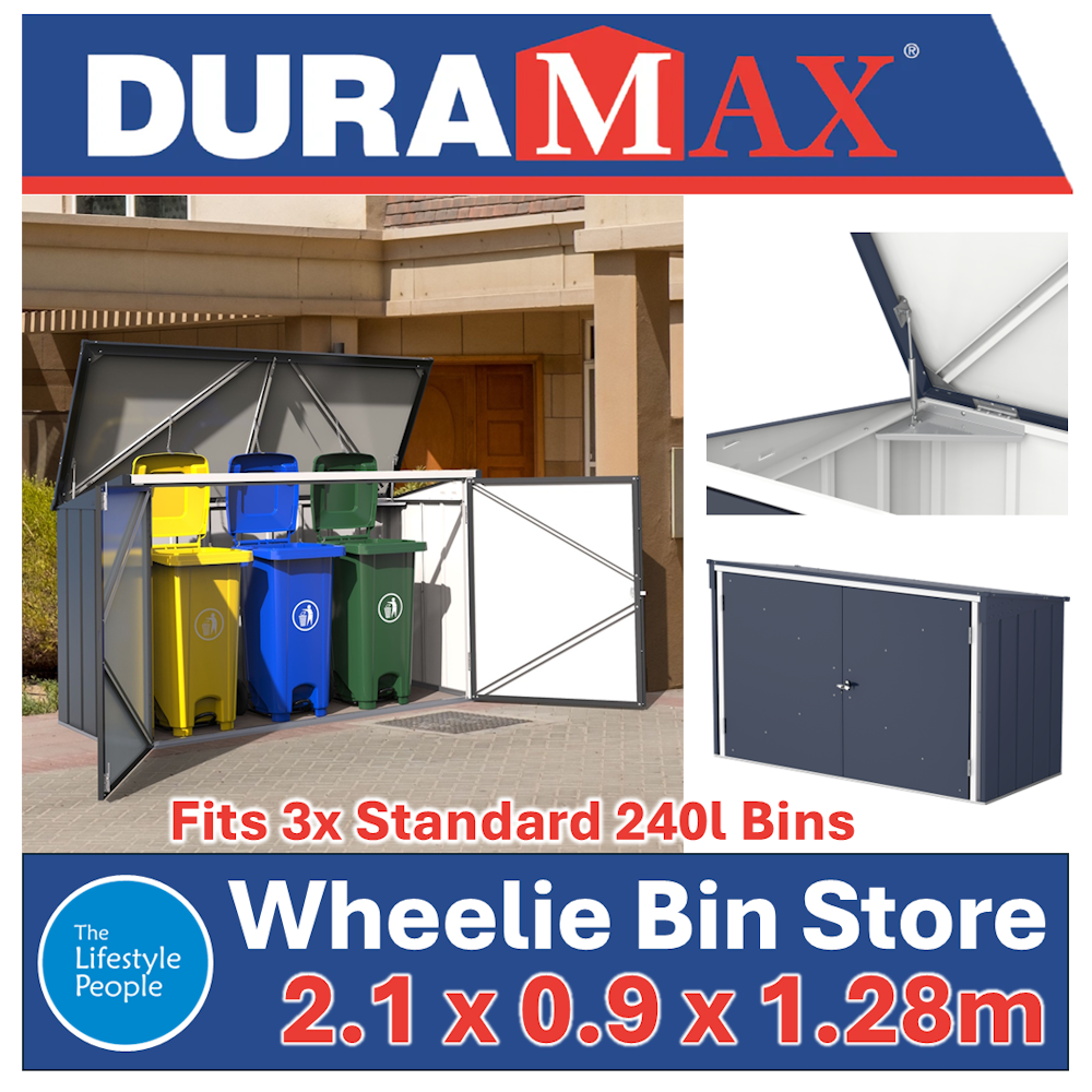 DuraMax 3x Wheelie Bin Store - 2.1m x 0.9m x 1.28m Kitset