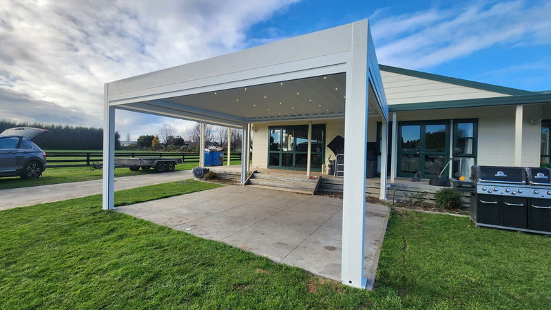 TLP Elite Plus Free Standing Motorised LED Louvre Pergola - 7m x 6m (4 Posts)