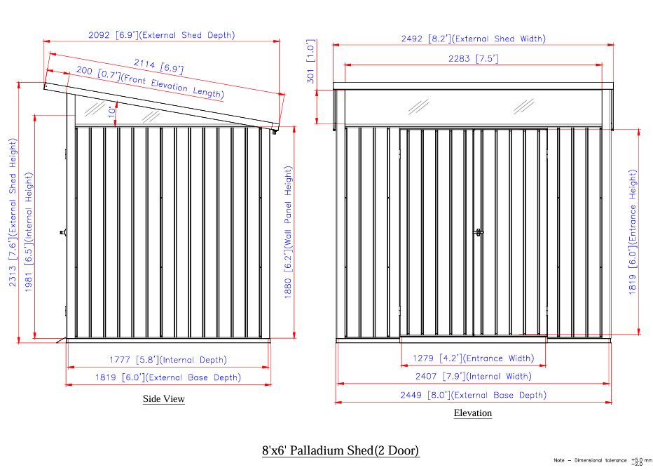 DuraMax Palladium Steel Shed - 2.4m x 1.8m DISPLAY SHED