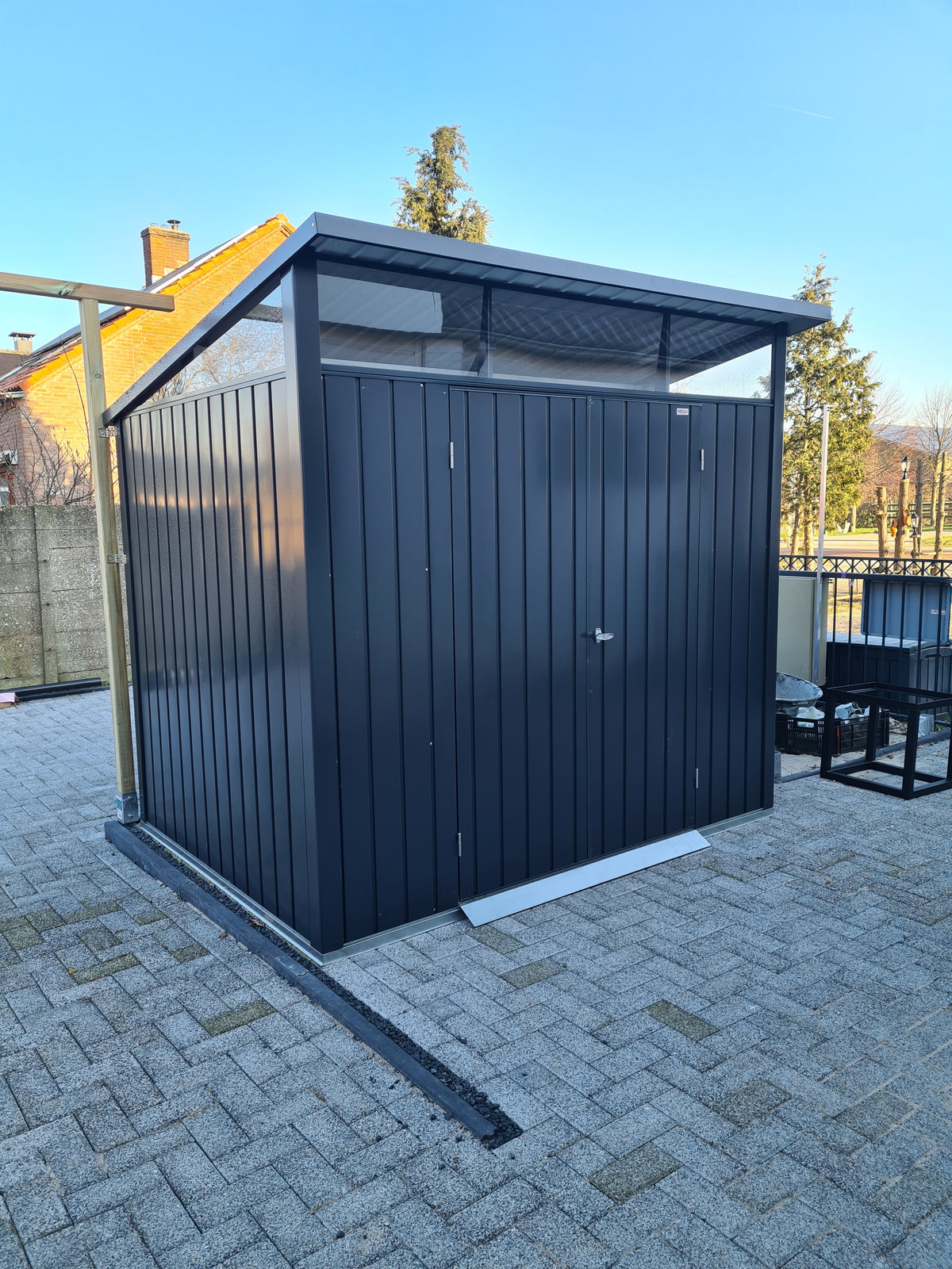 DuraMax Palladium Steel Shed - 2.4m x 1.8m DISPLAY SHED