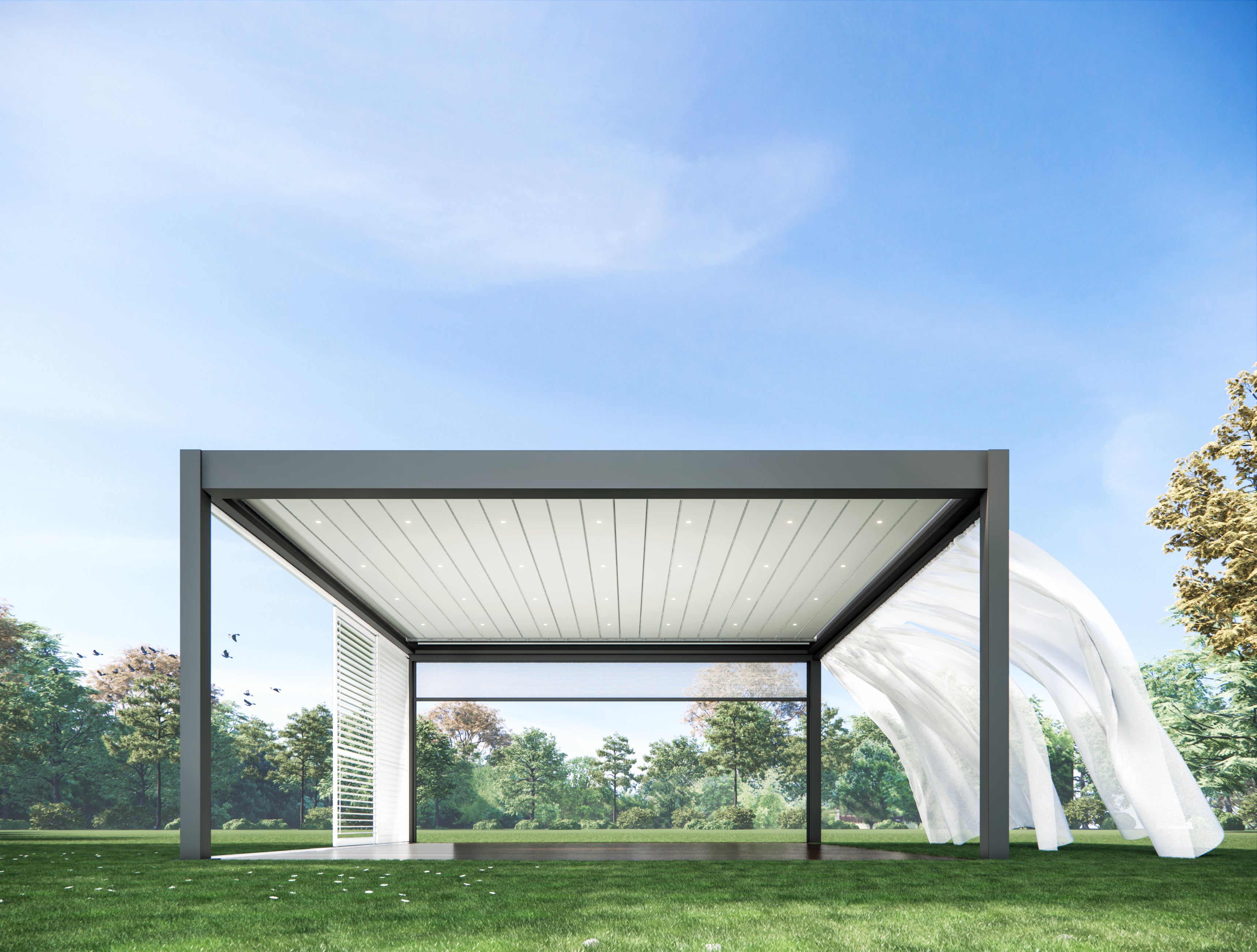 TLP Elite Plus Free Standing Motorised LED Louvre Pergola - 5m x 4m (4 Posts)