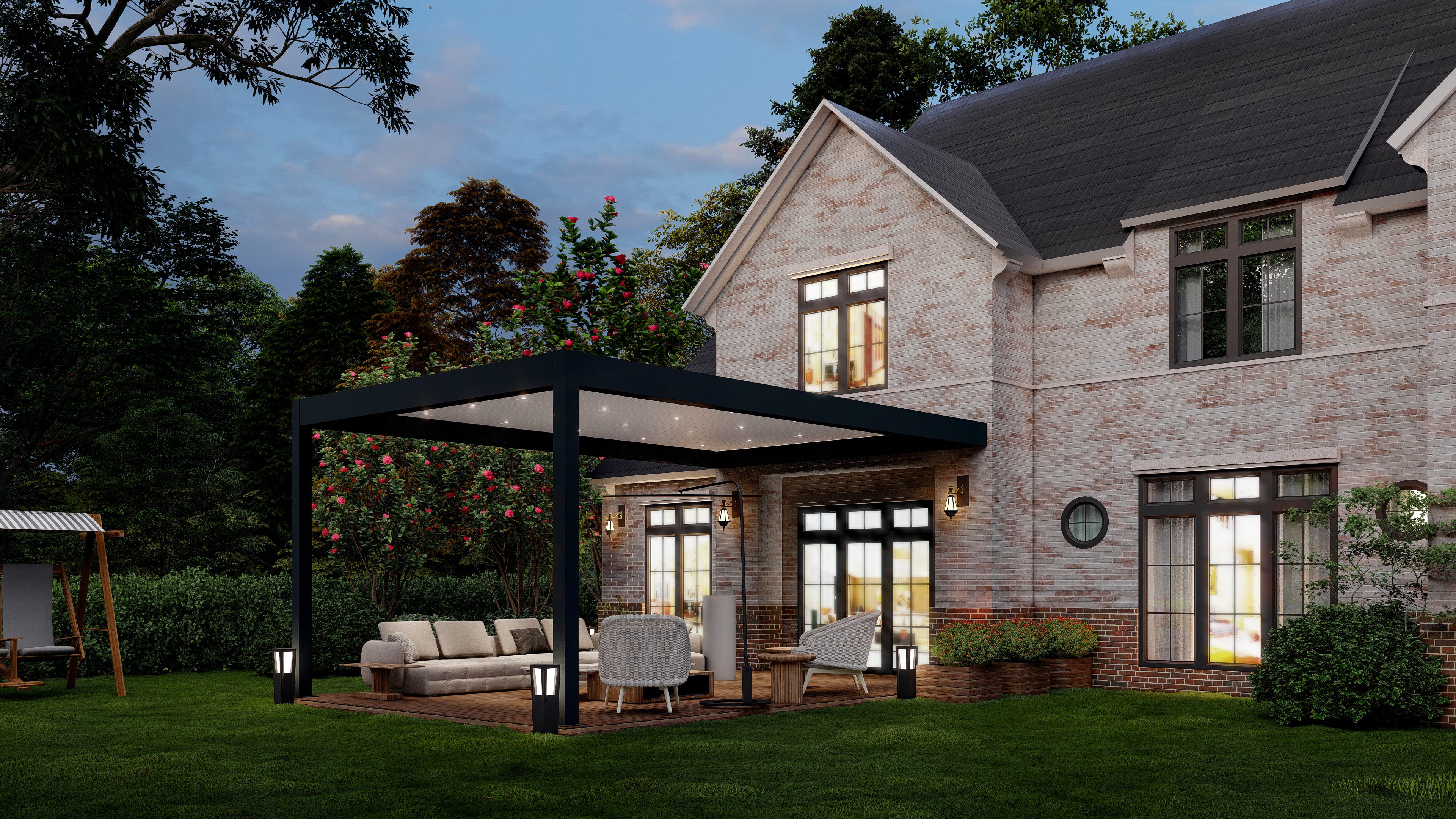 TLP Elite Plus Free Standing Motorised LED Louvre Pergola - 5m x 4m (4 Posts)