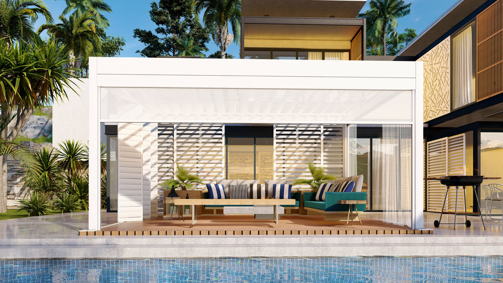 TLP Elite 4mx4mx2.7m Louvre Pergola LED - Free Standing Electric Motor